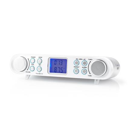 NEDIS kuchyňské rádio/ FM/ síťové napájení/ digitální/ 1,5 W/ budík/ výstup pro sluchátka/ bílo-stříbrné RDFM4000WT