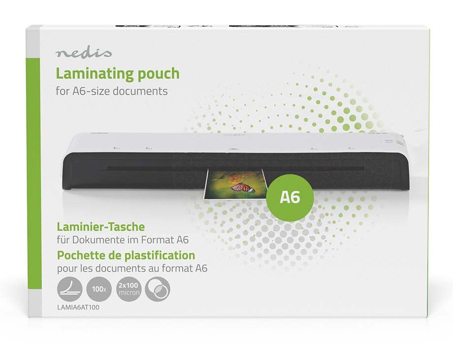 NEDIS laminovací fólie/ formát A6/ 100 mic/ rozměr 154 x 111 mm/ transparentní/ 100 pack