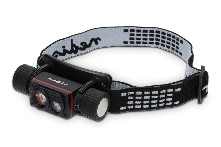 NEDIS LED čelovka/ 1000 lm/ napájení z baterie/ napájení z USB/ 3.7 V DC/ včetně baterií/ dobíjecí/ černá LHLR10WBK