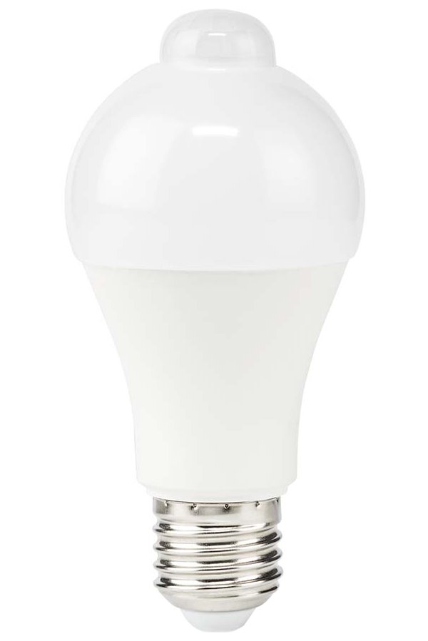 NEDIS LED žárovka E27/ A60/ 8,5 W/ 220 V/ 806 lm/ 3000 K/ teplá bílá/ detekce pohybu/ matná LBPE27A602