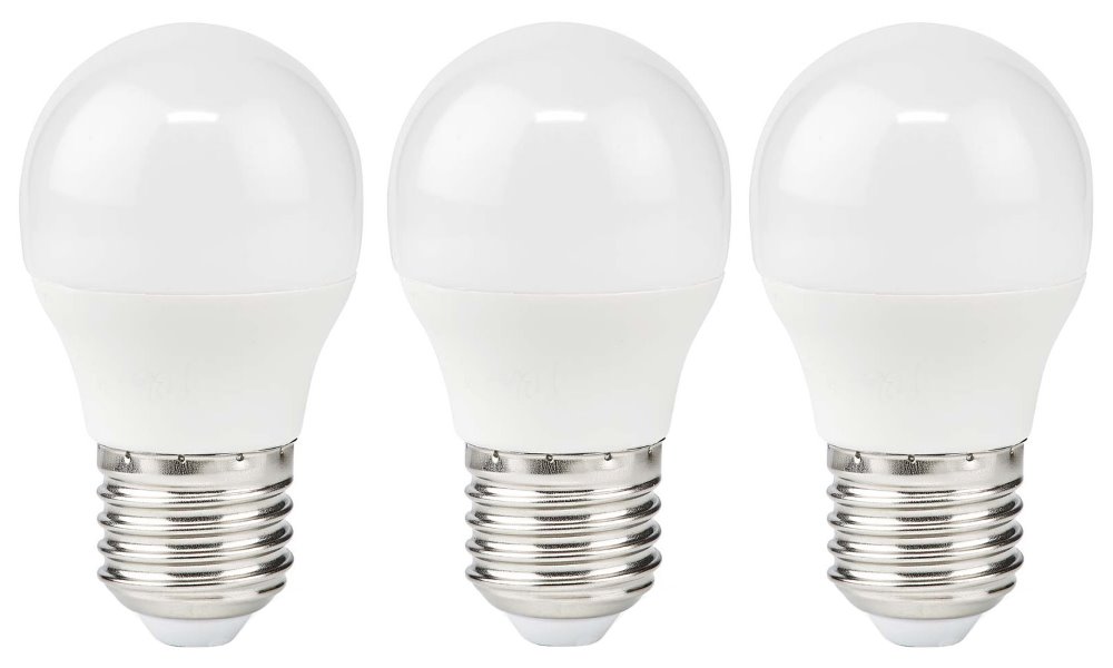 NEDIS LED žárovka E27/ G45/ 4,9 W/ 220 V/ 470 lm/ 2700 K/ teplá bílá/ matná/ 3 kusy LBE27G452P3