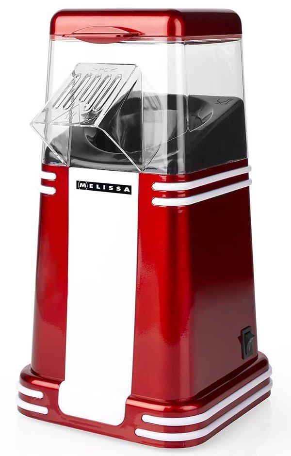 NEDIS Melissa popcornovač/ spotřeba 1200 W/ čas na přípravu 2 - 4 min/ jedna porce až 60g popcornu/ bílo-červen 16310187