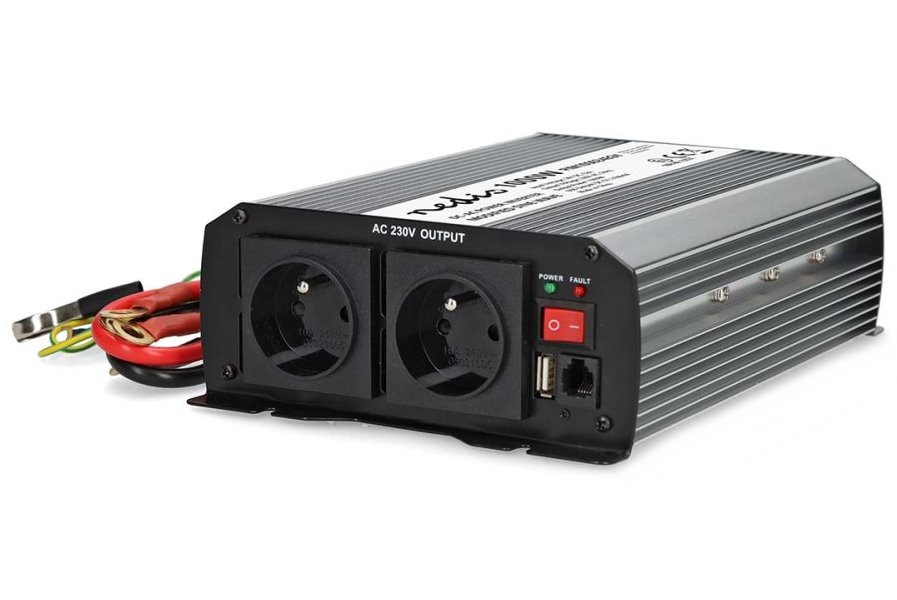 NEDIS měnič napětí/ modifikovaná sinusoida/ 24 V DC/230 V AC 50 Hz/ 1000 W (2000 W špička)/ USB-A/ 2x zásuv PIM100024EGY
