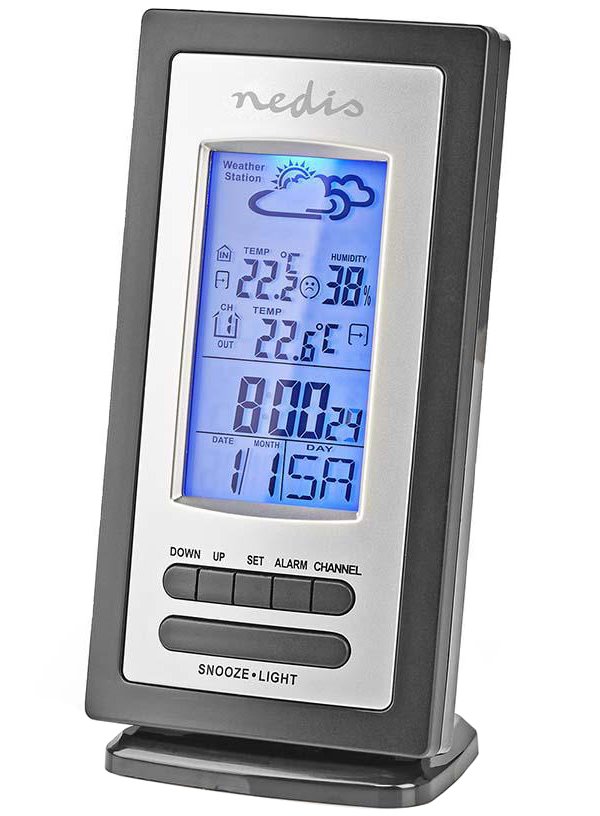 NEDIS meteostanice/ vnitřní a venkovní/ digitální/ bezdrátový senzoru počasí/ předpověď počasí/ čas/ LCD/ budí WEST201GY