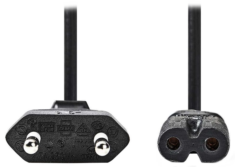 NEDIS napájecí kabel 230V pro adaptéry/ přípojný/ Euro zástrčka/ konektor IEC-320-C7/ dvoulinka/ černý/ 3m CEGL11040BK30