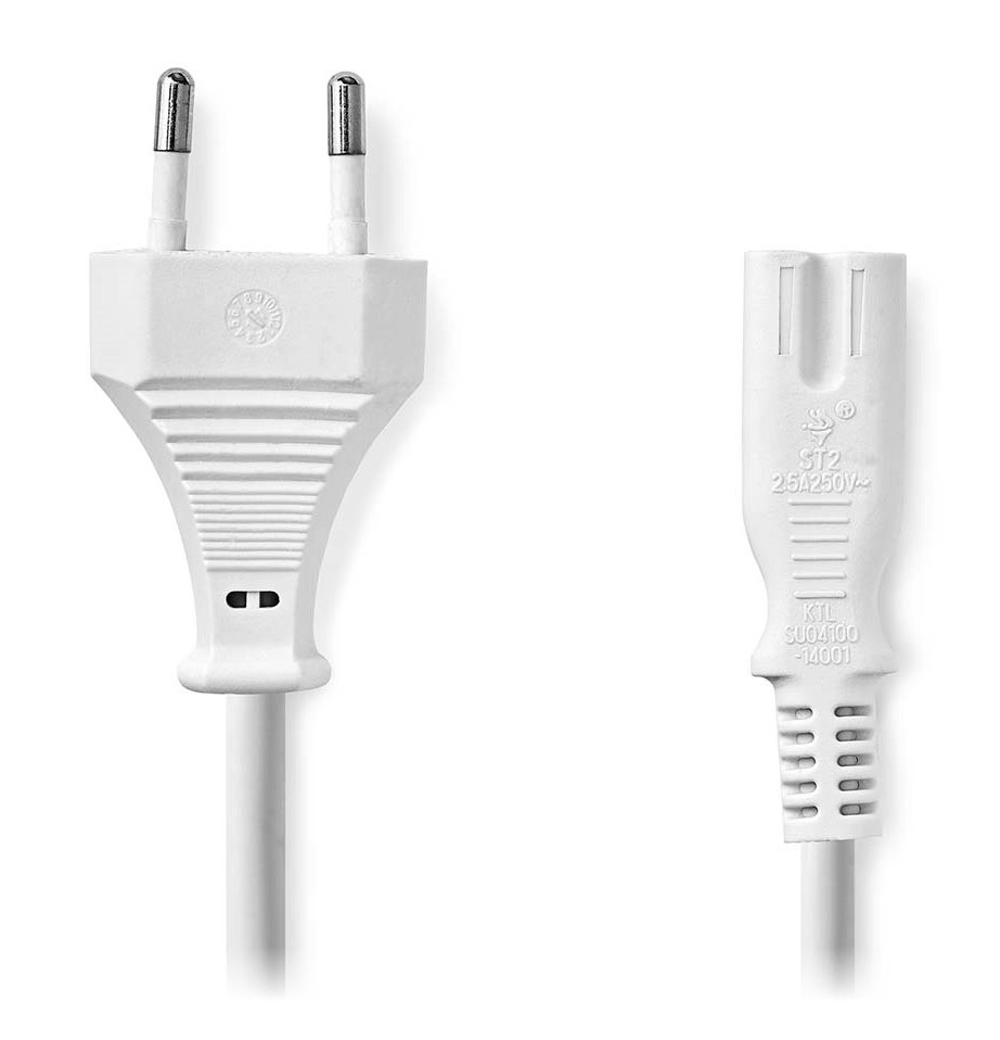 NEDIS napájecí kabel pro adaptéry/ Euro zástrčka - konektor IEC-320-C7/ přímý-přímý/ dvoulinka/ bílý/ 5m CEGL11040WT50