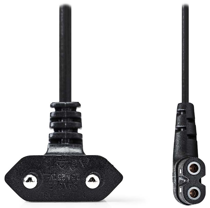 NEDIS napájecí kabel pro adaptéry/ Euro zástrčka - konektor IEC-320-C7/ úhlový-úhlový/ dvoulinka/ černý/ 3 CEGL11055BK30