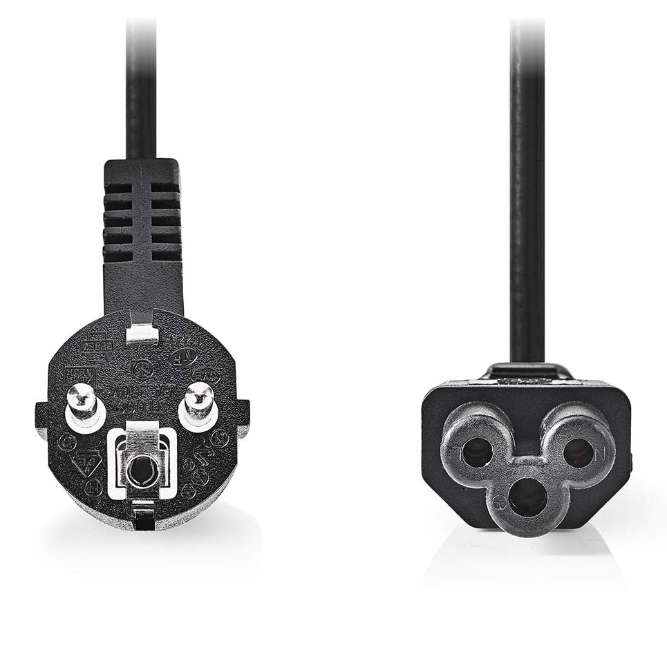 NEDIS napájecí kabel/ Typ F Zástrčka - IEC-320-C5/ přímý/ úhlový/ trojlístek/ černý/ 3m CEGL10100BK30