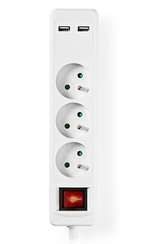 NEDIS napájecí prodlužovací zásuvka/ úhlová/ 3x zásuvka/ vypínač/ bílá/ 1,5m EXSO315UESWT