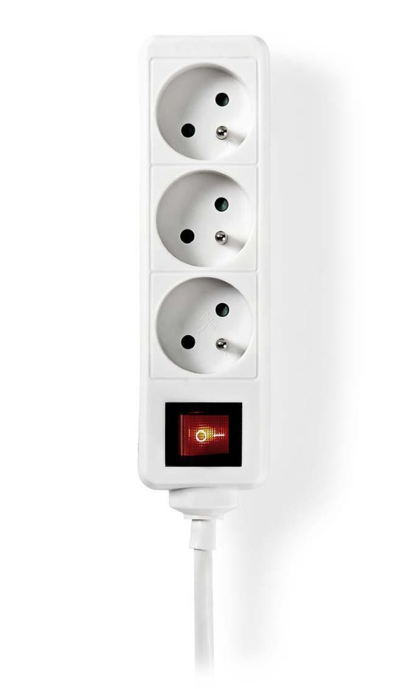 NEDIS napájecí prodlužovací zásuvka/ úhlový/ 3x zásuvka/ vypínač/ bílá/ 1,5m EXSO315E2WT