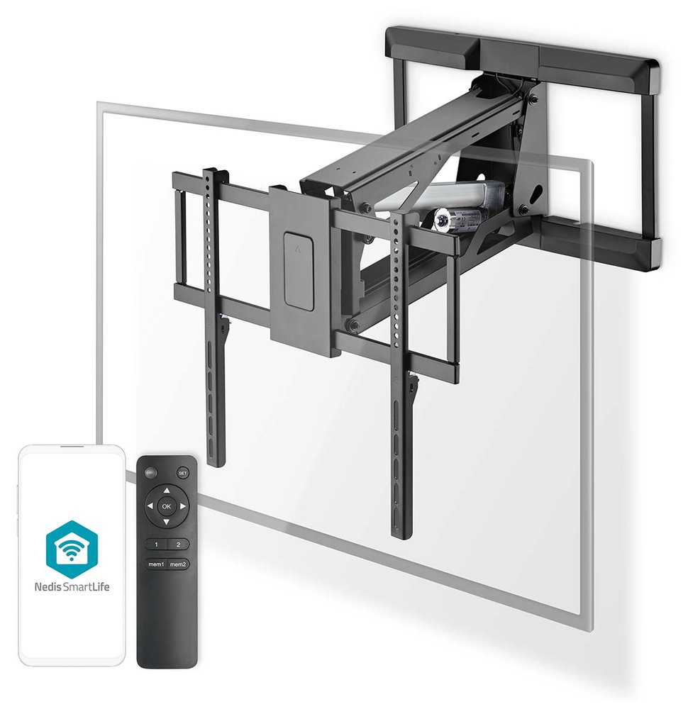NEDIS nástěnný TV držák/ 37 - 75"/ nosnost 35 kg/ motorizovaný/ otočný/ vdálenost od stěny 48,5 cm/ DO/ ocel/ TVWM5880BK