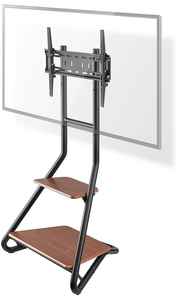 NEDIS podlahový TV stojan/ 37 - 75"/ nosnost 40 kg/ Bauhaus Design/ nastavitelné výšky/ MDF/ ocel/ černo-hněd TVSM6200BK