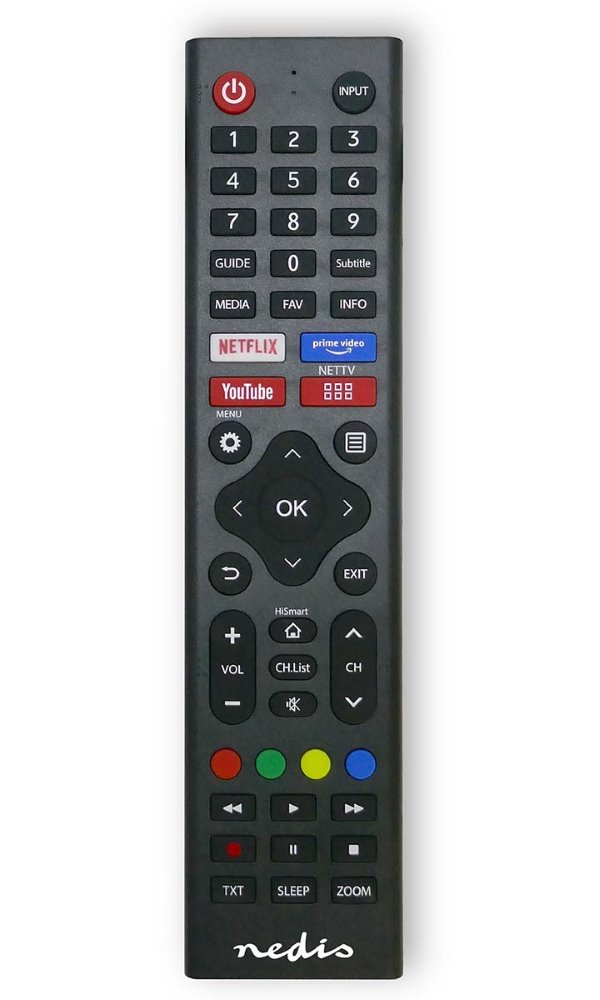 NEDIS předprogramovaný dálkový ovladač kompatibilní se všemi televizory Hi-Sense TVRC45HIBK