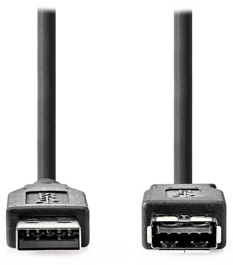 NEDIS prodlužovací kabel USB 3.2 Gen 1/ zástrčka USB-A - zásuvka USB-A/ 5 Gbps/ kulatý/ černý/ bulk/ 2m CCGL61010BK20