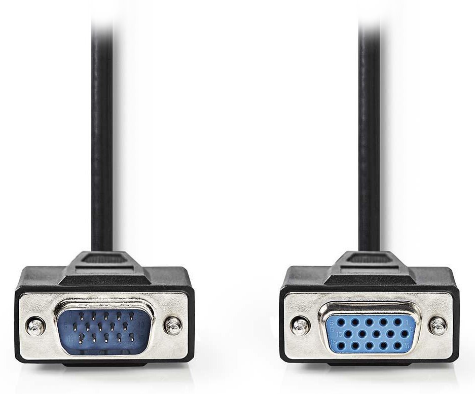 NEDIS prodlužovací kabel VGA (D-SUB)/ zástrčka VGA - zásuvka VGA/ černý/ bulk/ 5m CCGL59100BK50