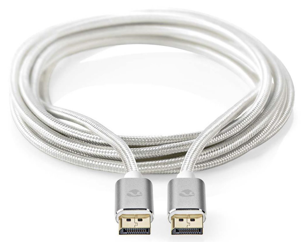 NEDIS PROFIGOLD Displayport kabel/ DisplayPort zástrčka - DisplayPort zástrčka/ bavlna/ stříbrný/ BOX/ 2m CCTB37014AL20