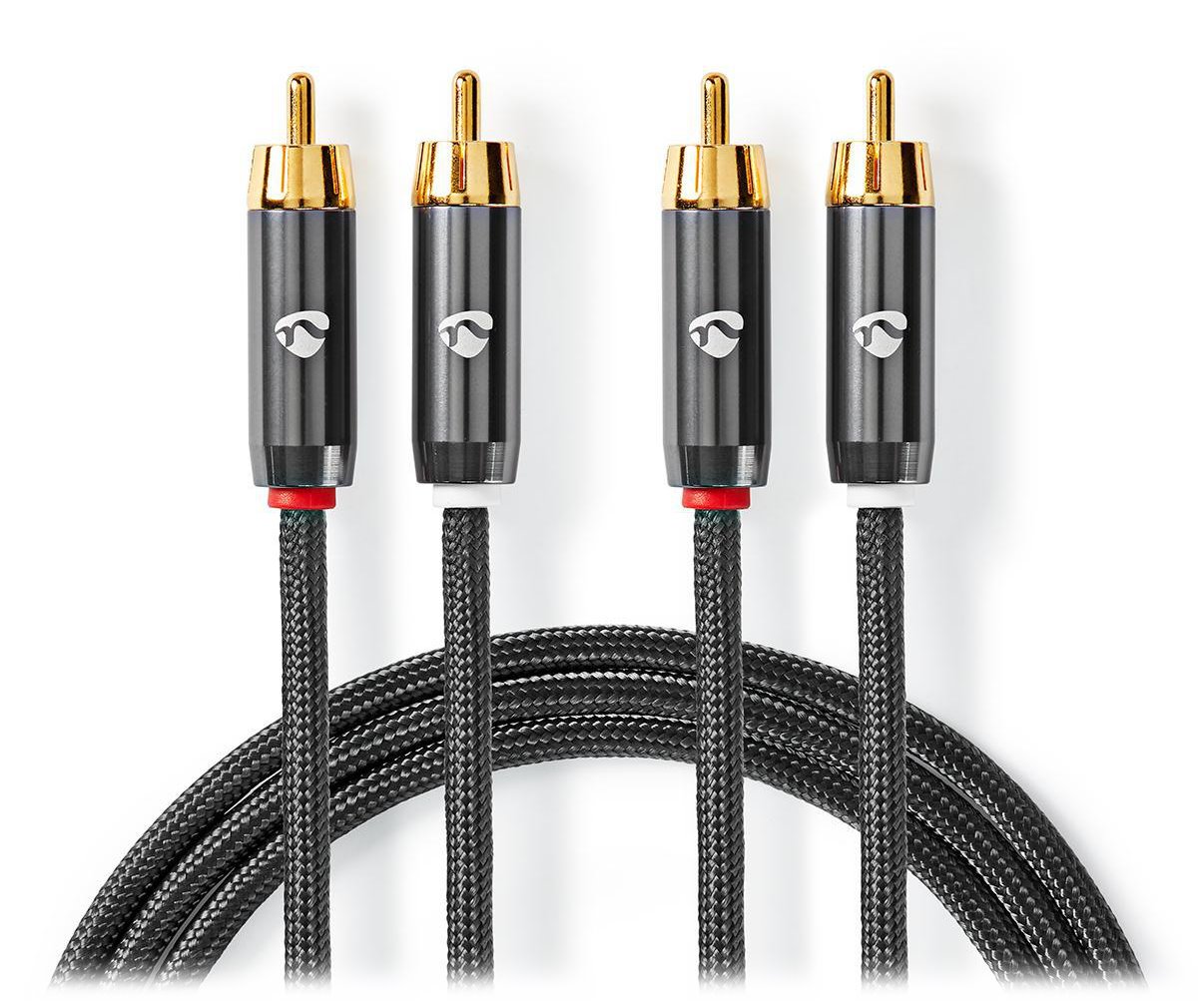 NEDIS PROFIGOLD stereo audio kabel/ 2x RCA zástrčka - 2x RCA zástrčka/ bvlna/ šedý/ BOX/ 2m CATB24200GY20