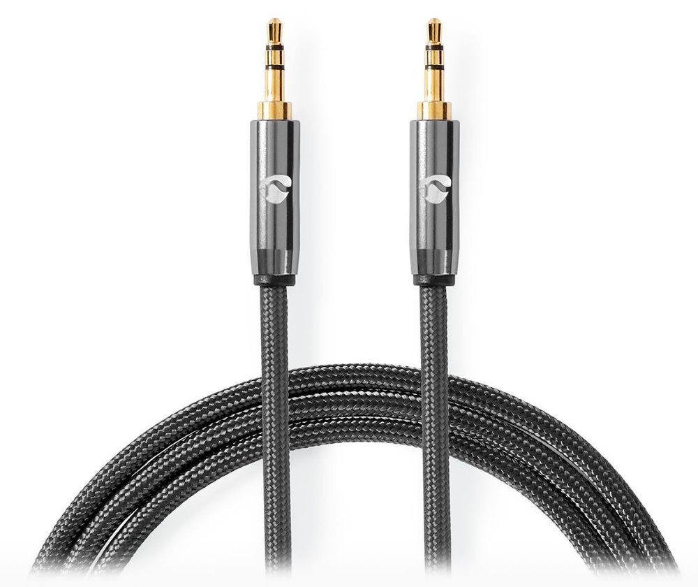NEDIS PROFIGOLD stereo audio kabel/ 3,5 mm jack zástrčka - 3,5 mm jack zástrčka/ bavlna/ šedý/ BOX/ 2m CATB22000GY20