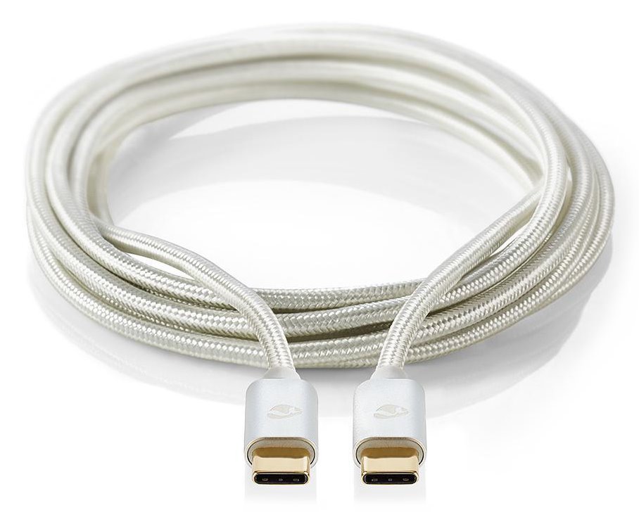 NEDIS PROFIGOLD USB 2.0 kabel/ USB-C zástrčka - USB-C zástrčka/ nylon/ stříbrný/ BOX/ 2m CCTB60800AL20