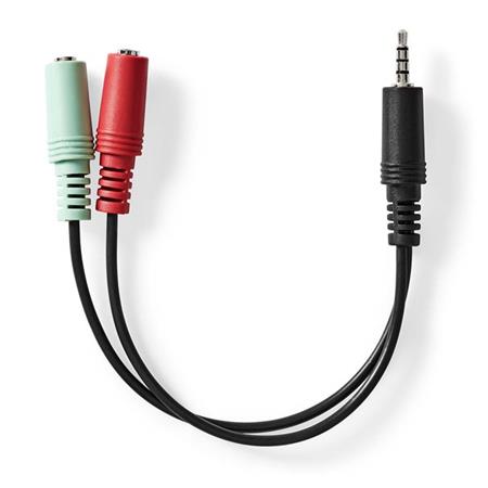 NEDIS redukce pro headsety/ zástrčka 3,5mm jack - 2x zásuvka 3,5 mm jack/ černá/ box/ 20cm CAGB22150BK02