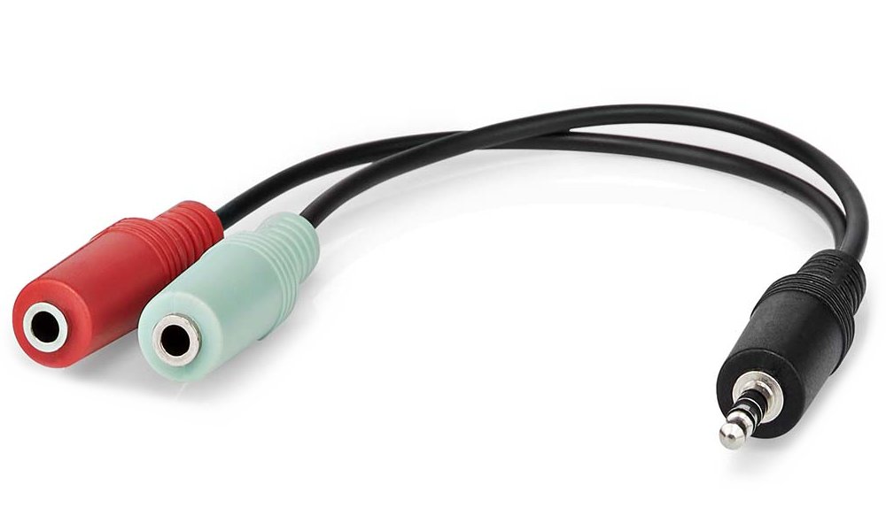 NEDIS redukce pro headsety/ zástrčka 3,5mm jack - 2x zásuvka 3,5 mm jack/ černá/ box/ 20cm