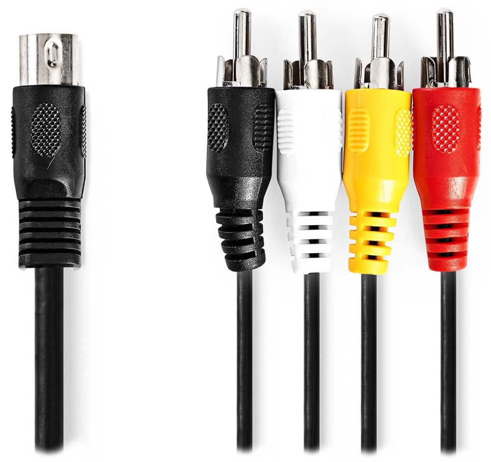 NEDIS redukční audio kabel DIN/ 5pin zástrčka DIN - 4× zástrčka RCA/ černý/ 1m CAGL20400BK10