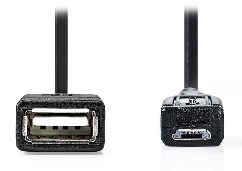 NEDIS redukční kabel USB 2.0/ zástrčka USB micro B - zásuvka USB A/ černý/ 20cm