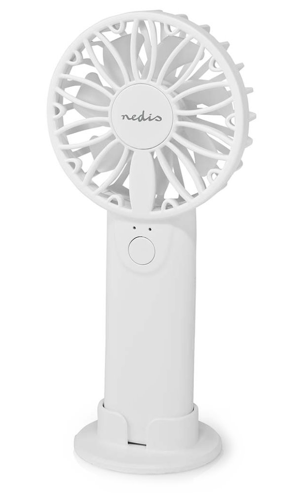 NEDIS ruční ventilátor/ průměr 6 cm/ výkon 0,9 W/ 2 rychlosti/ plast/ bílý FNHH1WT