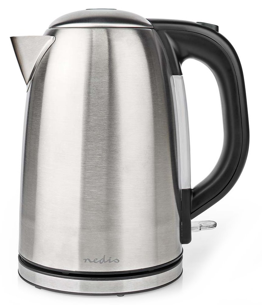 NEDIS rychlovarná konvice KAWK350EAL/ objem 1,7 l/ otáčení o 360°/ nerezová ocel/ spotřeba 2200 W/ černo-stříbrná