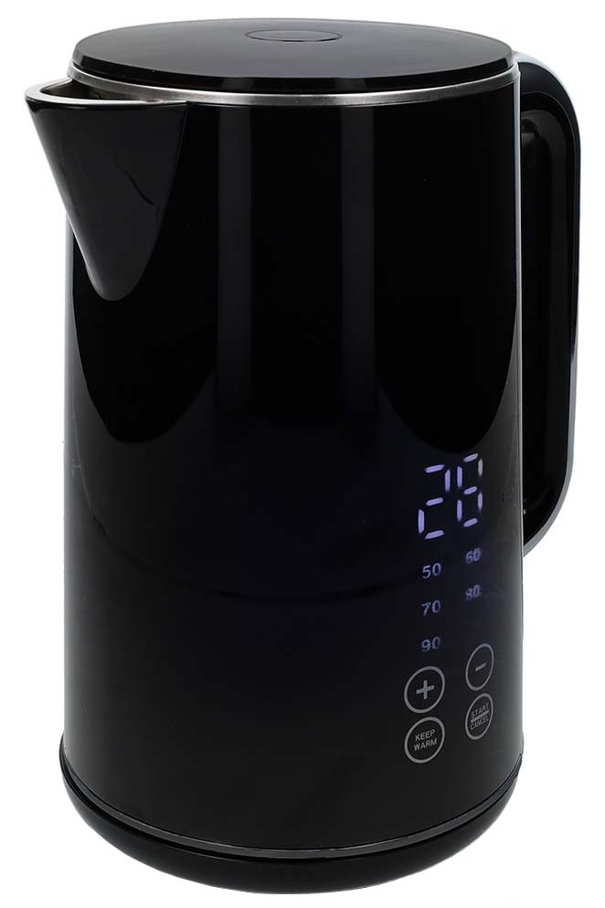 NEDIS rychlovarná konvice KAWK362EBK/ objem 1,7 l/ displej/ otáčení o 360°/ spotřeba 2200 W/ hliník/ plast/ černá