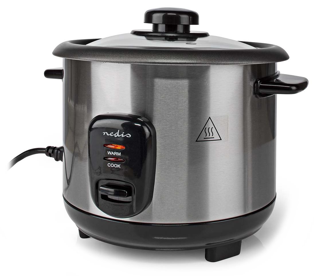 NEDIS rýžovar/ spotřeba 400 W/ objem 1,0 L/ nepřilnavý povrchy/ vyjímatelná miska/ automatické vypnutí/ černo- KARC110AL