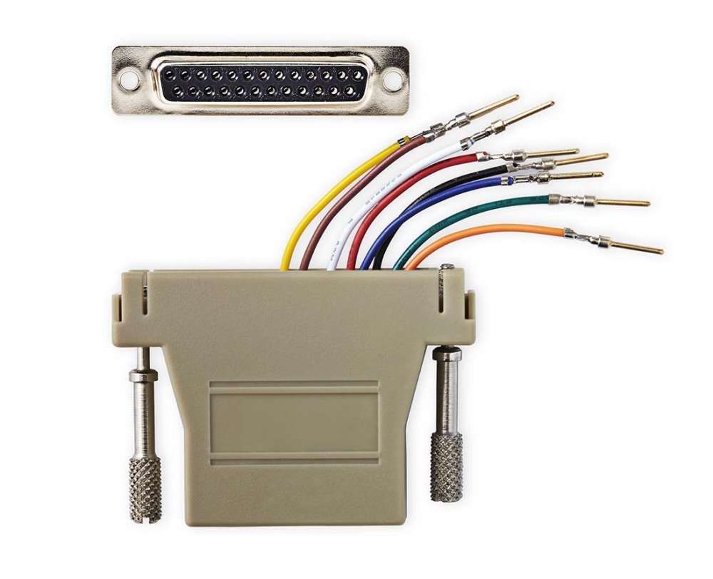 NEDIS serial adaptér/ zásuvka D-SUB 25-Pin - zásuvka RJ45/ poniklovaný/ Box/ slonovinová kost