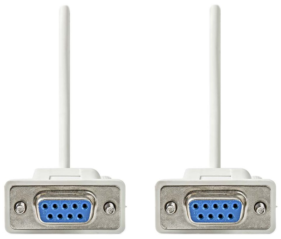 NEDIS sériový kabel/ D-SUB 9-pin zásuvka - D-SUB 9-pin zásuvka/ slonovinová/ 2m