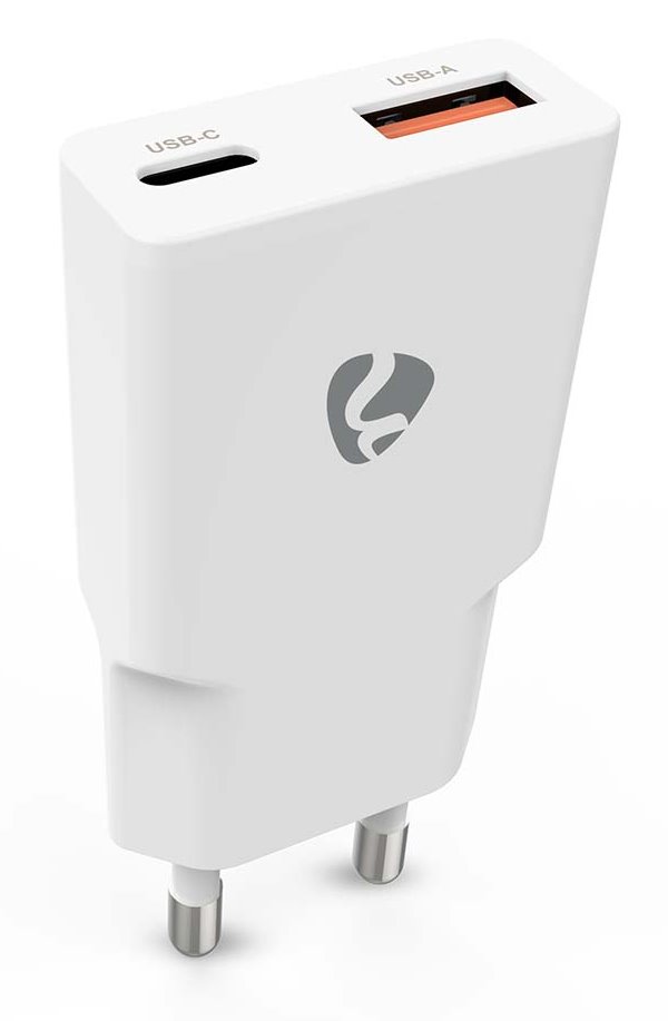 NEDIS síťová nabíječka/ 20 W/ PD 3.0/ rychlé nabíjení/ 1.5 / 2.0 / 2.22 / 3.0 A/ USB-A/ USB-C/ bílá WCHA20WT