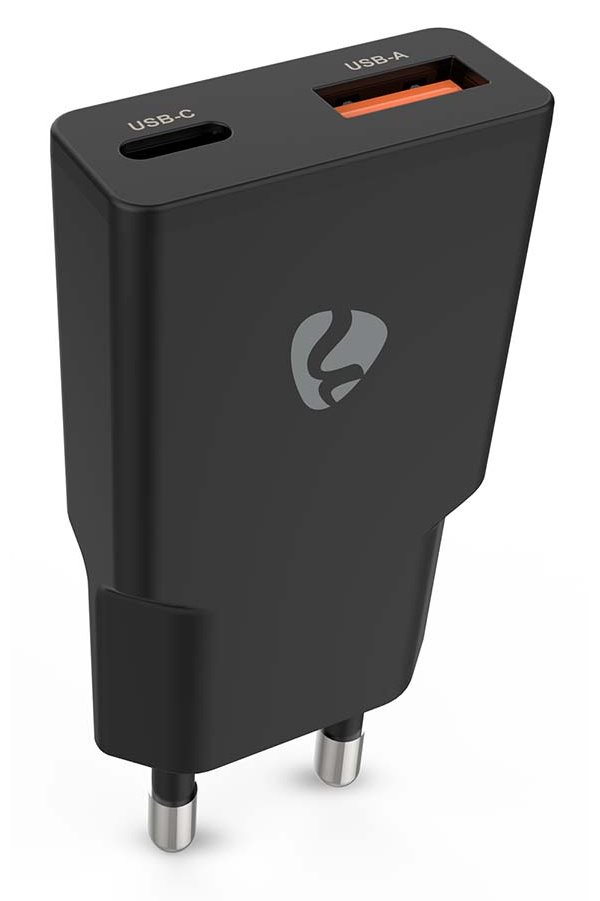 NEDIS síťová nabíječka/ 30 W/ PD 3.0/ rychlé nabíjení/ 1.5 / 2.0 / 2.22 / 3.0 A/ USB-A/ USB-C/ černá WCHA30BK