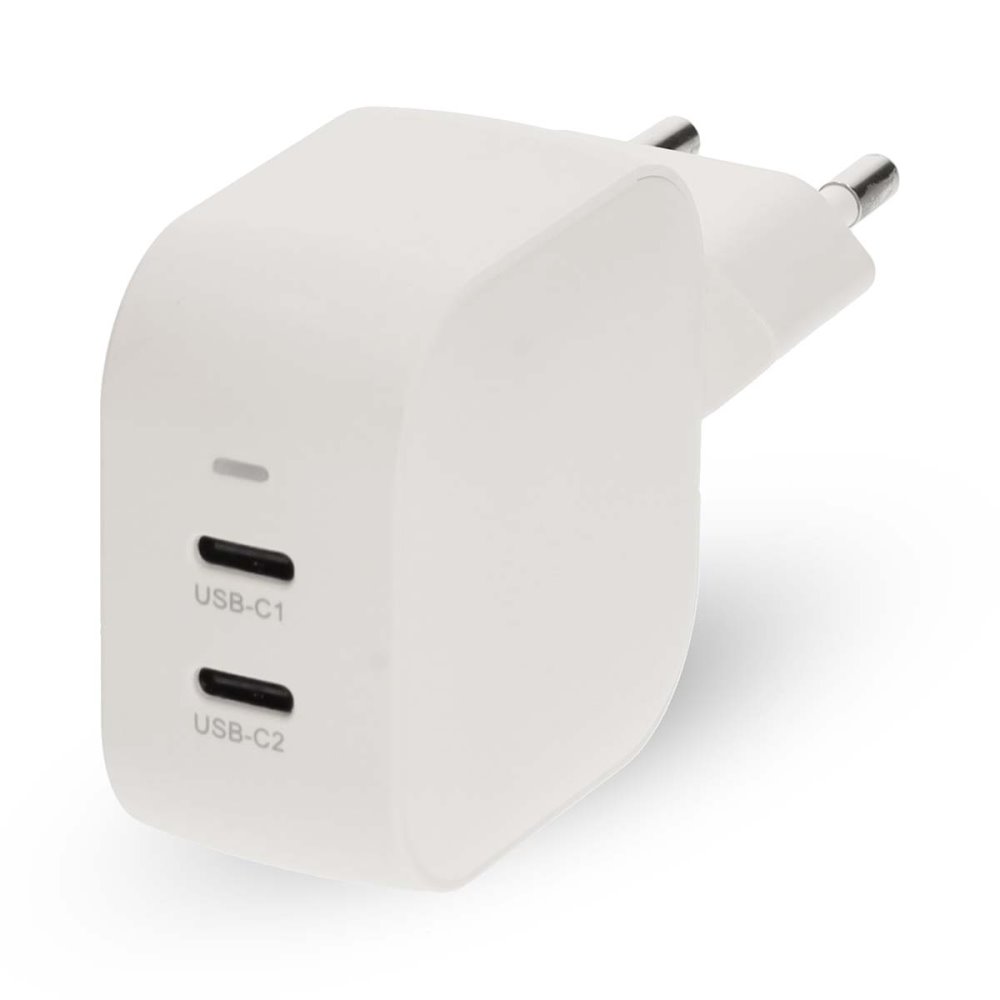 NEDIS síťová nabíječka/ 45 W/ PD 3.0/ rychlé nabíjení/ 2.25 / 3.0 A/ 2x USB-C/ bílá WGCHA45WWT