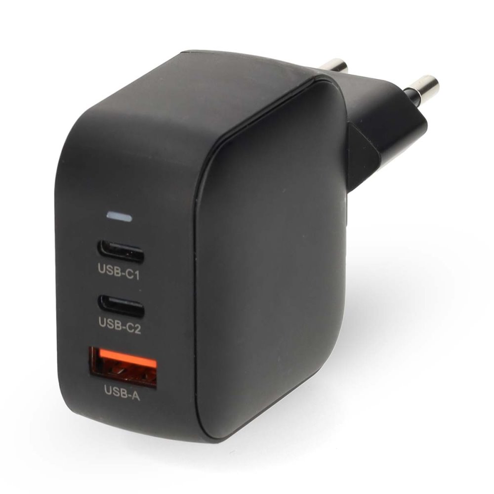 NEDIS síťová nabíječka/ 70 W/ PD 3.0/ rychlé nabíjení/ 1.5 / 2.25 / 2.5 / 3.0 / 3.5 A/ USB-A/ 2x USB-C/ černá WGCHA70WBK