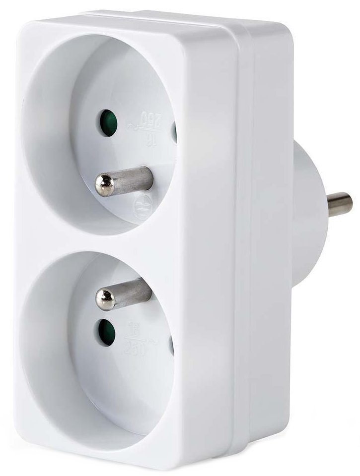 NEDIS síťový rozbočovač/ 2x zásuvka typu E (s kolíkem)/ 250 V AC 50/60 Hz/ 16 A/ 3500 W/ bílý