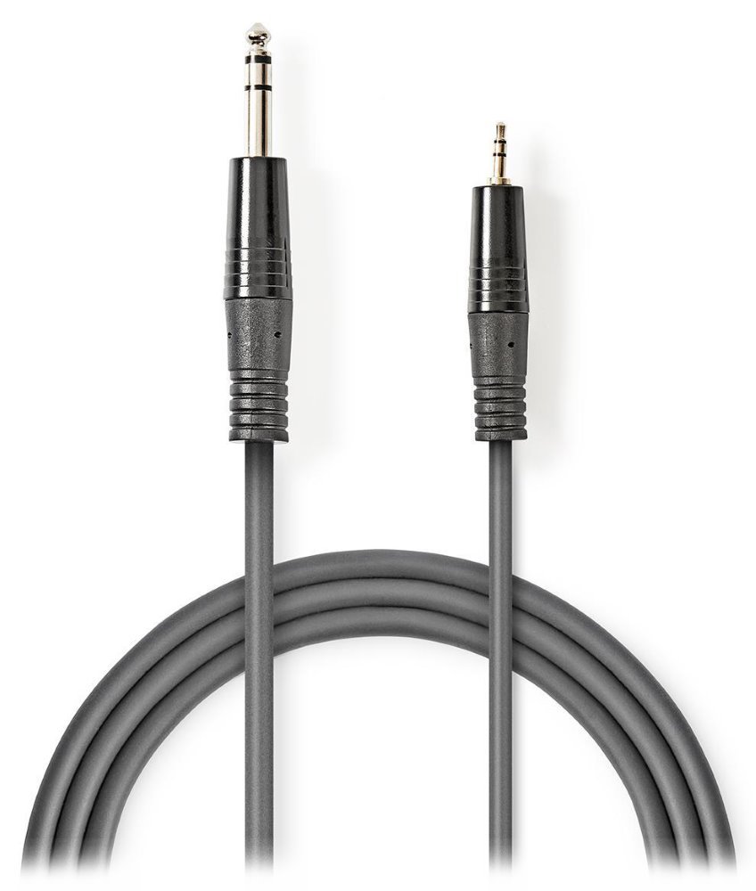 NEDIS stereo audio kabel/ 6,35 mm zástrčka - 3,5 mm zástrčka/ šedý/ 3m COTH23205GY30