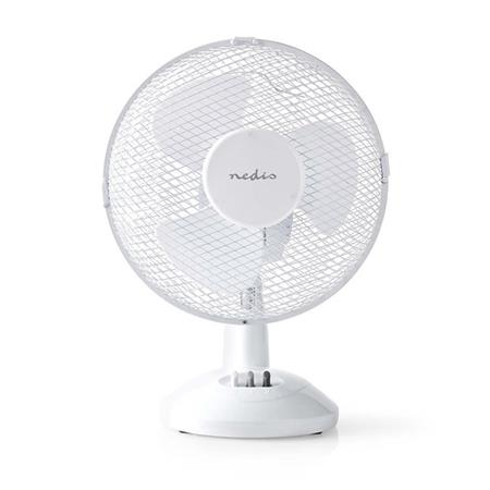 NEDIS stolní ventilátor/ průměr 30 cm/ výkon 35 W/ 3 rychlosti/ funkce oscilace/ kabel 1,5 m/ bílý FNTB10CWT30