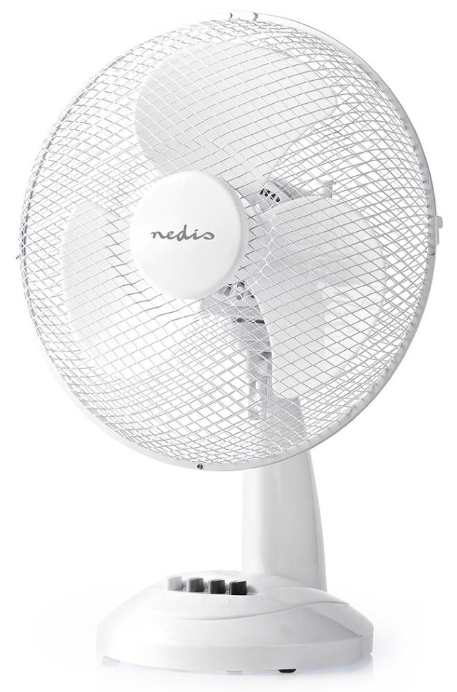 NEDIS stolní ventilátor/ průměr 30 cm/ výkon 35 W/ rotace/ 3 rychlosti/ kabel 1,5 m/ plast/ bílý FNTB11CWT30
