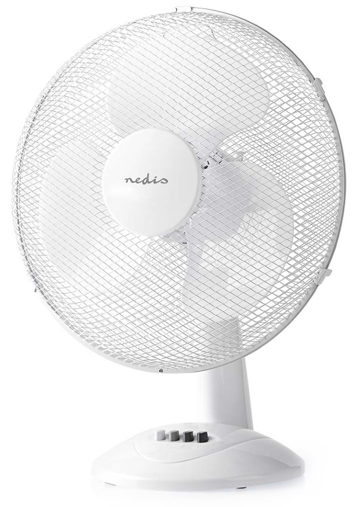 NEDIS stolní ventilátor/ průměr 40 cm/ výkon 45 W/ rotace/ 3 rychlosti/ kabel 1,5 m/ plast/ bílý FNTB11CWT40