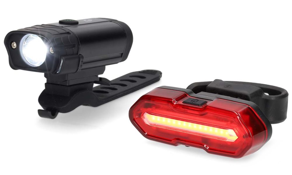 NEDIS světlo na kolo/ napájení z baterie/ 5 V DC/ 3 W/ včetně baterií/ dobíjecí/ 6500 K/ dosah svitu 100 m LBICYCLER10BK