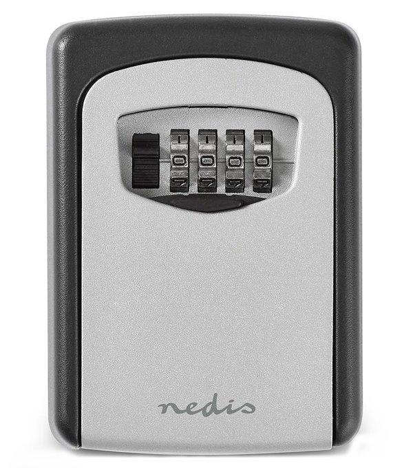 NEDIS trezor na klíče/ kombinace Dial Lock/ 2 klíče/ vnitřní a venkovní/ hliník/ černo-šedý KEYCC01GY