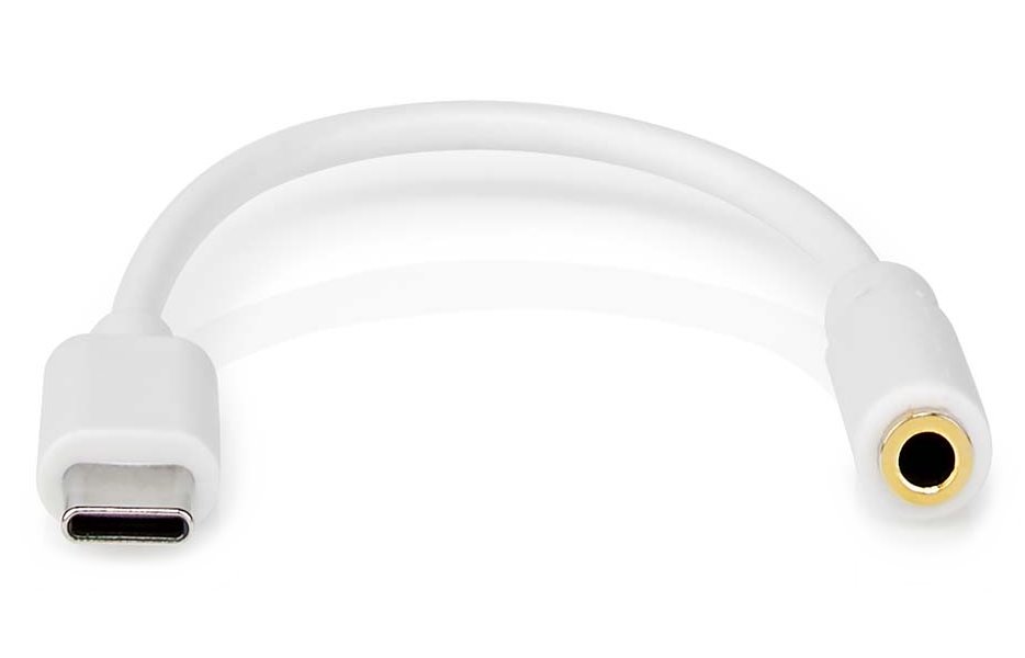 NEDIS USB 2.0 adaptér/ USB-C zástrčka - 3,5 mm zásuvka/ kulatý/ bílý/ 10 cm CCGP65950WT01