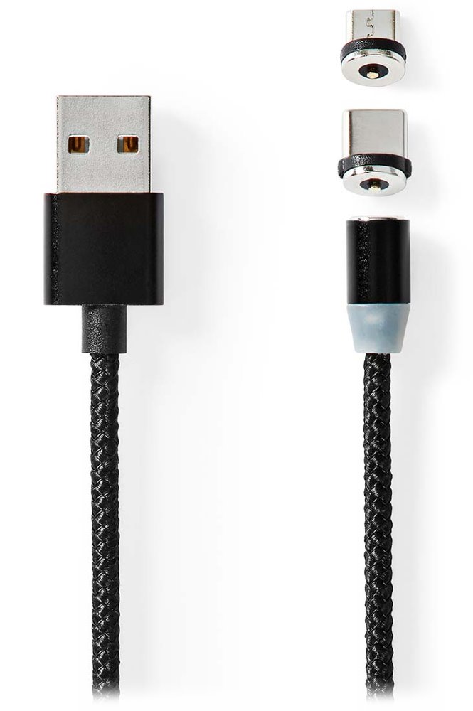 NEDIS USB 2.0 kabel/ USB-A Zástrčka - USB micro-B zástrčka/USB-C zástrčka/ nepřenáší data/ magnet konektor CCGB60630BK20