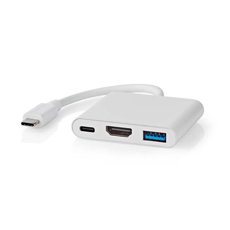 NEDIS USB 3.2 Gen 1 adaptér/ USB-C zástrčka - USB-A zásuvka - USB-C zásuvka/ výstup HDMI/ bílý/ box/ 10 cm CCGB64770WT01