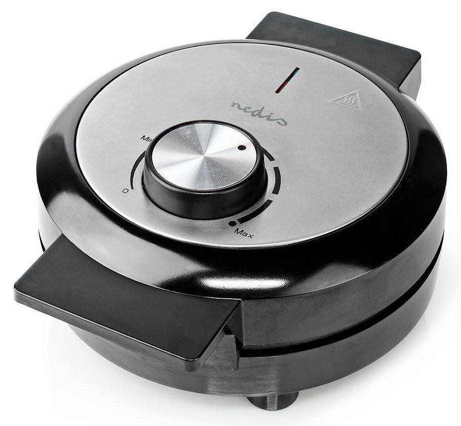 NEDIS vaflovač/ příkon 1000 W/ průměr desky 19 cm/ černo-stříbrný KAWP100BK