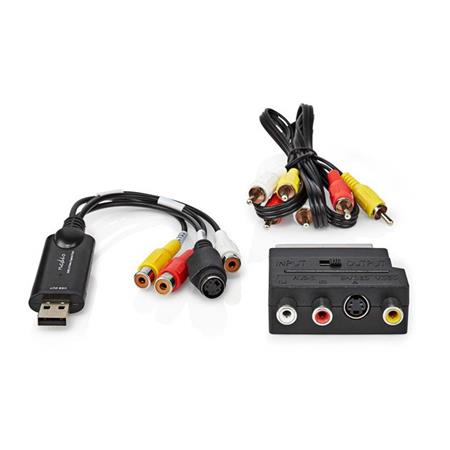 NEDIS video převodník/ USB 2.0/ 480p/ A/V kabel/ SCART/ 3x RCA zásuvka/ S-video zásuvka/ černý VGRRU101BK