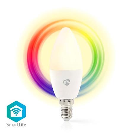 NEDIS Wi-Fi chytrá LED žárovka/ E14/ svíčka/ 4,9W/ 230V/ 470lm/ teplá až studená bílá/ 2700 - 6500K/ RGB/ s WIFILRC10E14